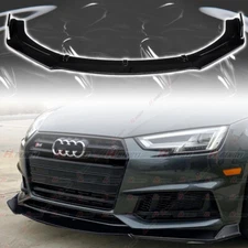 Gloss Black Front Spoiler Lip For Audi A4 B9 S4 Sedan 2017 2018-2019