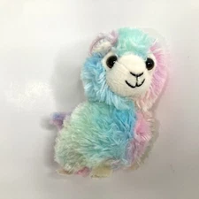 Happy Go Fluffy Llama Plush Stuffed Animal Toy Pastel Rainbow 5” Mini