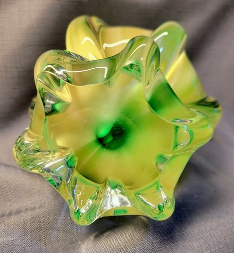 Vintage mundgeblasene Murano Kunst Glas Vase Chamäleon Regenbogen WIRBEL - Bild 7 von 9
