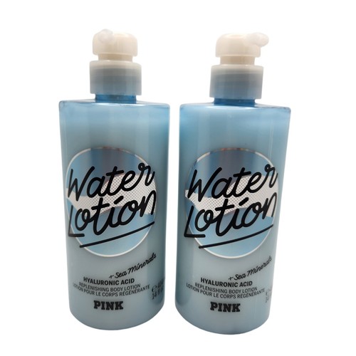 Lot OF 2 VICTORIAS’ SECRET PINK WATER LOTION HYALURONIC ACID BODYLOTION 14oz New