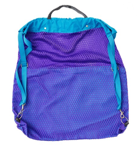 Vintage 90’s ESPRIT Purple Mesh Logo Beach Tote Carryall Bag Backpack Teal Miami - Picture 2 of 7