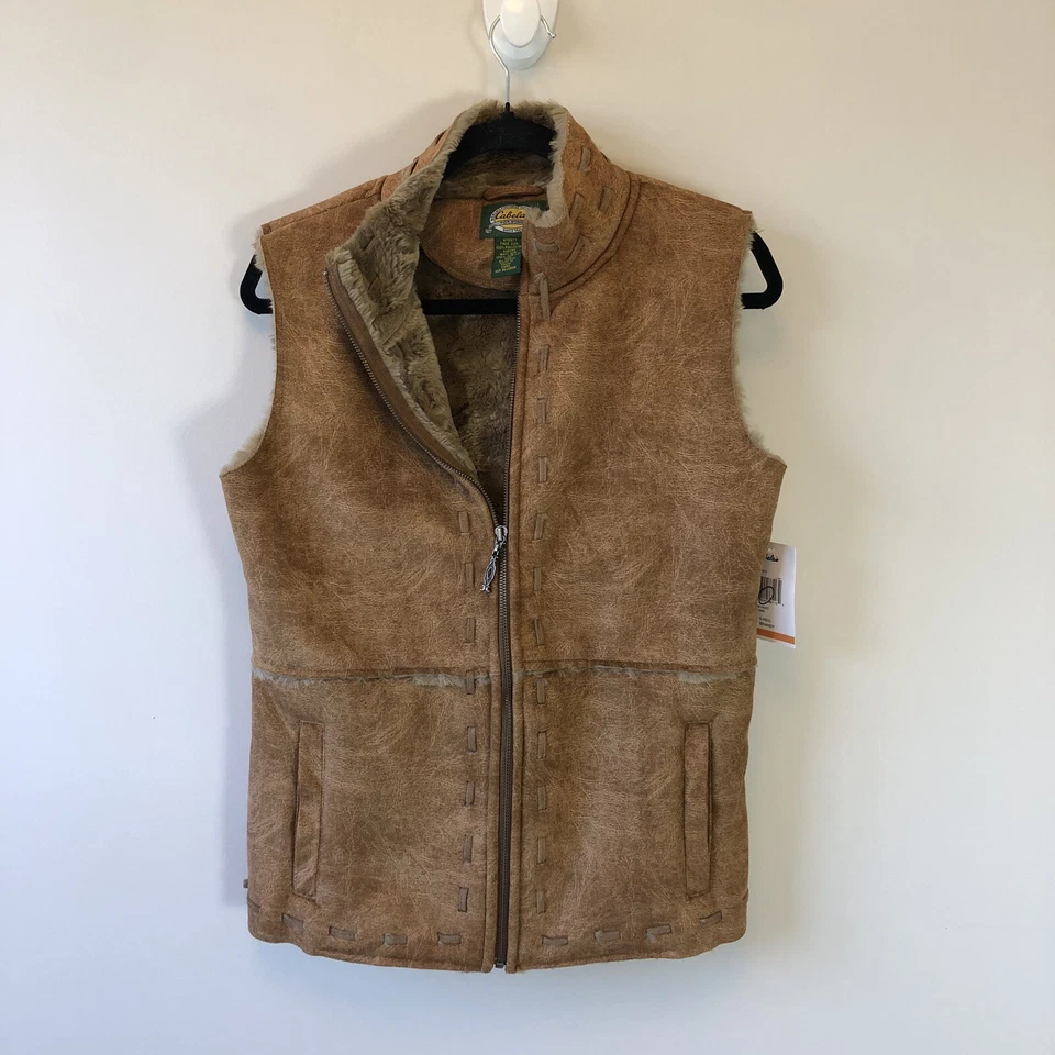 Cabela's Faux Suede Vest Fur Lined Brandy Western Women's Size Small NWT's - Image 3 of 4