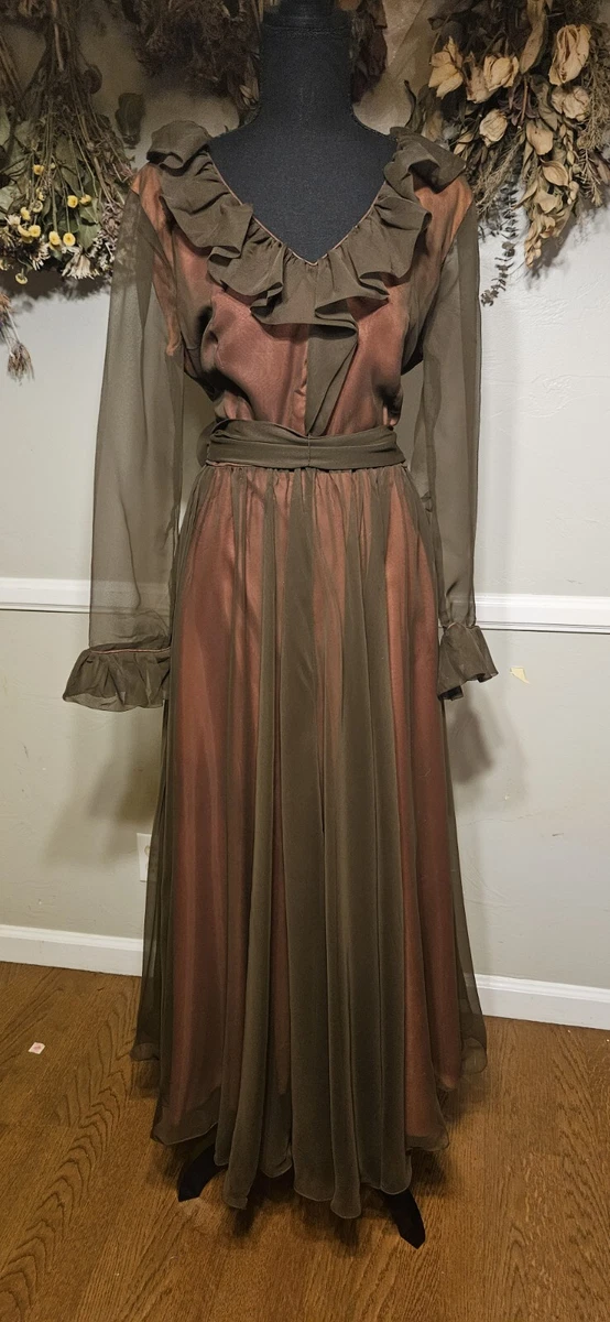 Chiffon Brown 1970s Vintage Dresses for Women for sale | eBay