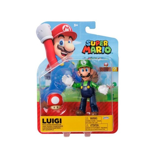 Nintendo - Super Mario Bros Figurine articulée 10cm - Figures Luigi + Champignon