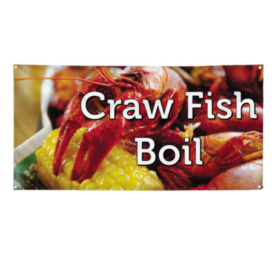 Vinyl Banner Multiple Sizes Craw Fish Boil Restaurant Cafe Bar Restaurant & Food