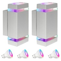 2Er Set Zora AußEnwandleuchte Up Down IP44 Hellgrau Mit GU10 Rgb Smart Led Wifi