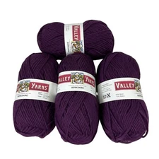 Valley Yarn Berkshire Lot of 4 Skeins Red Purple Wool & Alpaca Made in Peru