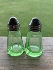 Hazel Atlas Green Depression Glass Uranium Shakers--Free Ship