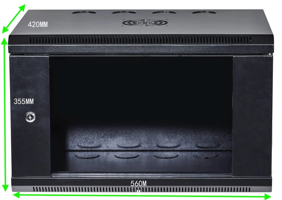 Server Cabinet 19" 6U Rack Wall Mount 16.5" Deep with Key Lock Fan Data Network - Image 2 of 4