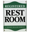 VINTAGE TEXACO REST ROOM PORCELAIN SIGN GAS STATION MOTOR OIL TEXAS PUMP PLATE