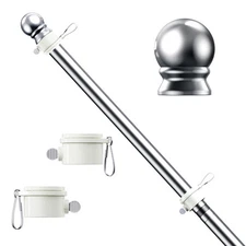 5 FT Flag Pole for Kit, Tangle Free Spinning Weather Resistant Rustproof Metal