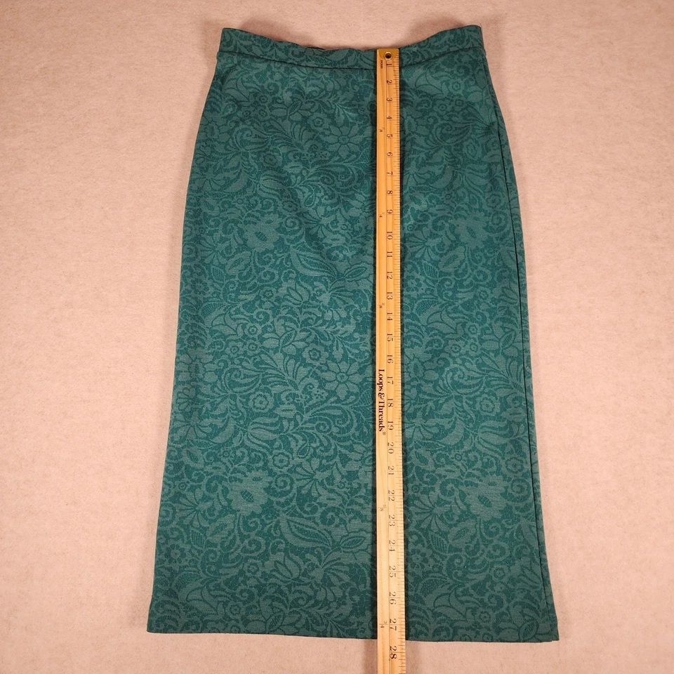 Bordeaux Green Floral Lace Print Lined Pencil Skirt Career Office S/P - Image 4 of 4
