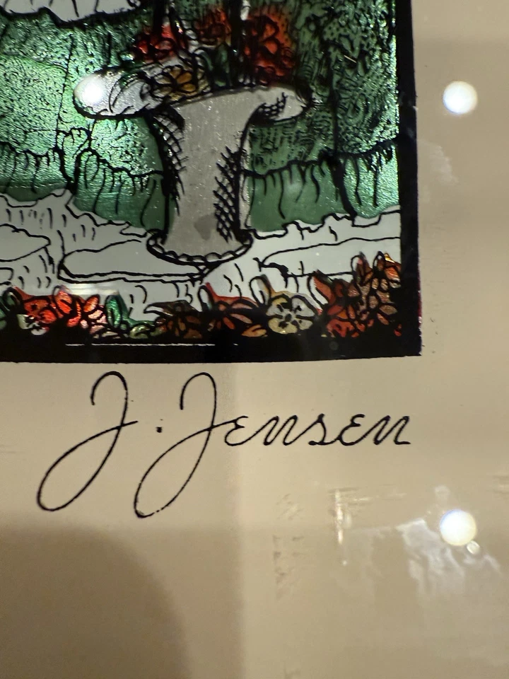 Silhueta emoldurada vintage mulher vitoriana jardim pintura reversa 7,5" x 5,5" - Imagem 2 de 4