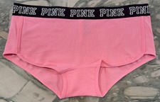 NEW Victoria Secret PINK BLOCK LOGO Cotton Trim Boyshort - Dreamy Pink - XXL