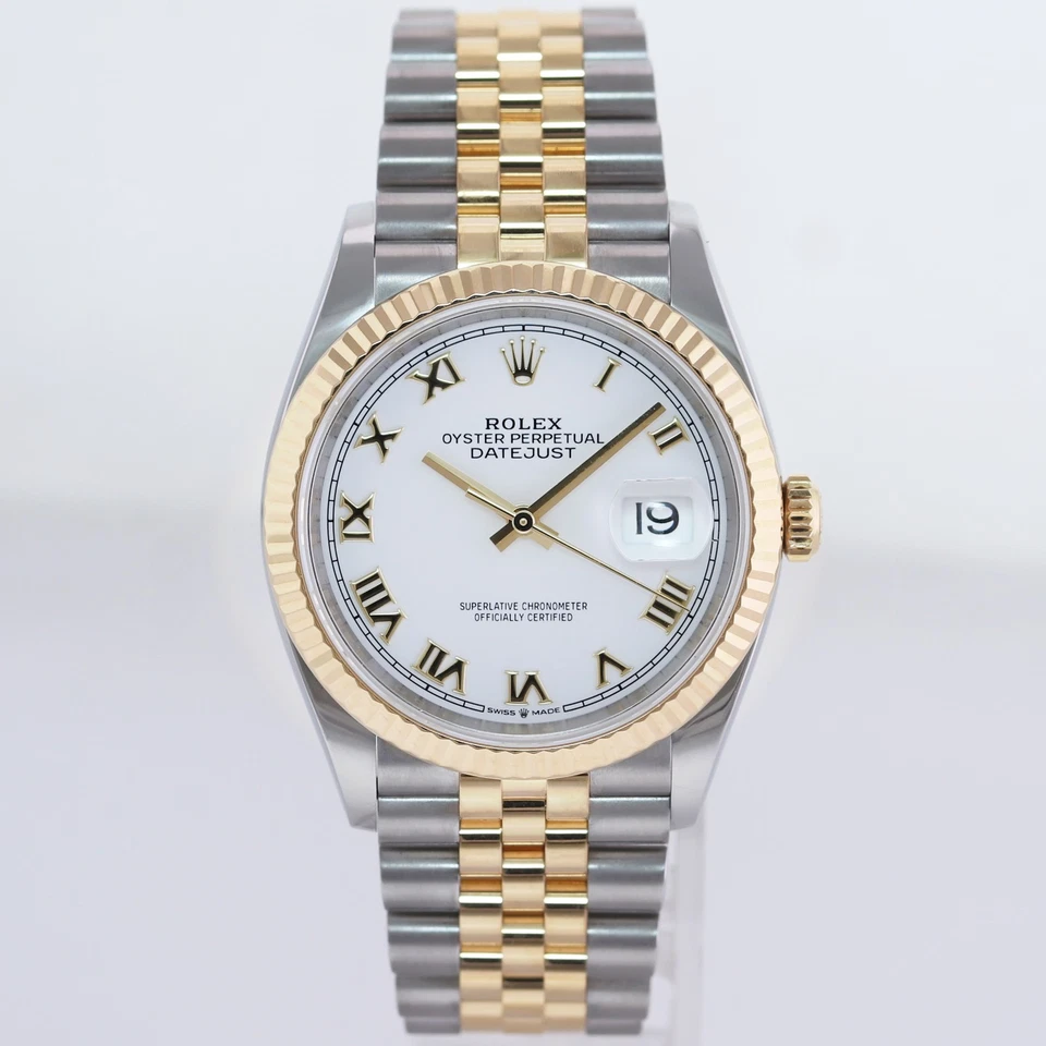 Rolex DateJust 2023 nuevos papeles 126233 36 mm blanco romano dos tonos jubileo oro 18k Foto 2 de 4