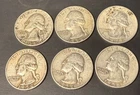 Lot of 6 1947 Washington Silver Quarters 90 percent silver sold below melt price