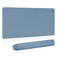 31"x15" Large Desk Mat, PU Leather Dual Side Large Desk Pad, Grey Blue