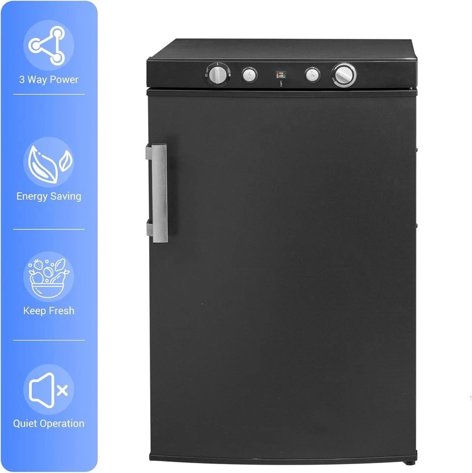 Smad 100L 3.5 cu.ft 3 Way Gas Refrigerador Absorción Cabina Home Quiet Negro - Imagen 4 de 4