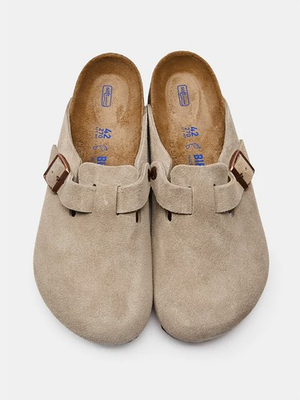 #ad Men#x27;s Birkenstock Boston Soft Footbed Wide Suede Clog Taupe $70.00