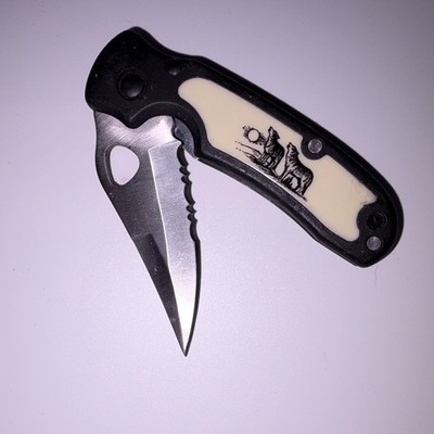 Wolfs Black & White Folding Pocketknife Combo Edge Drop Point Liner Lock Under 