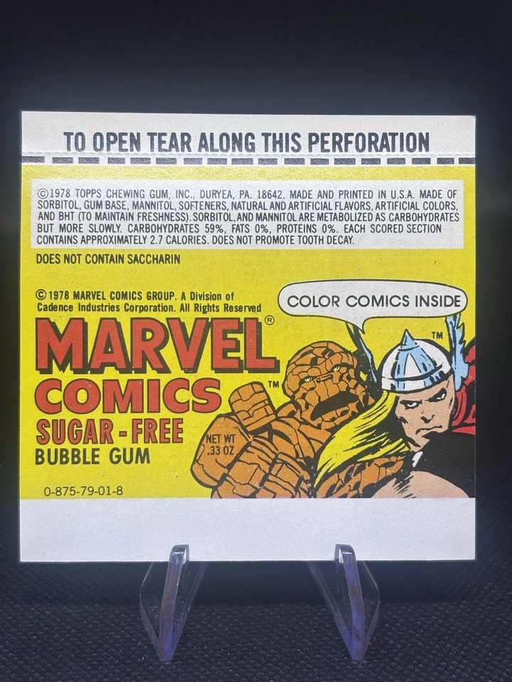 1978 Topps Marvel Comics Bubble Gum WRAPPER & COMIC UN-USED ALL 4 ART WORKS NM/M - Image 2 of 4
