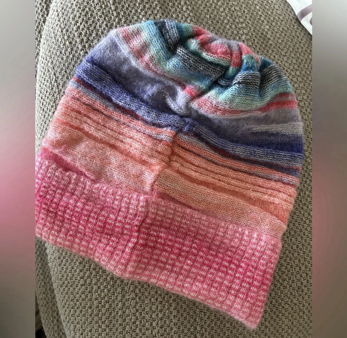 MISSONI Pink Striped crochet-knit mohair Knit Beanie - NWOT