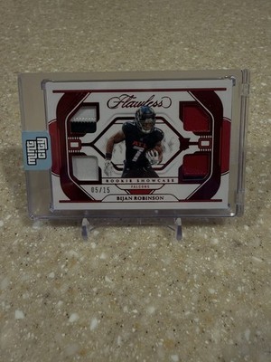 2023 Flawless Bijan Robinson Rookie Showcase Ruby /15 Quad Patch #RS-BRN Falcons