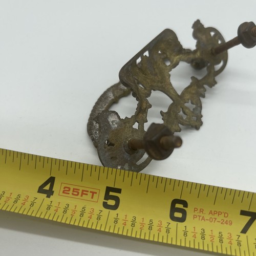 Antique Cast & Cut Brass Drawer Pull - 3” Double Ornate Brass Restoration Ae - Picture 6 of 7