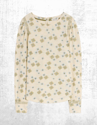 Ex White Stuff Women s Blakie Puff Long Sleeve Embroidered Top in Ivory Multi