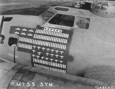 WW2 Photo WWII B-17 Flying Fortress Mission & Kill Markings World