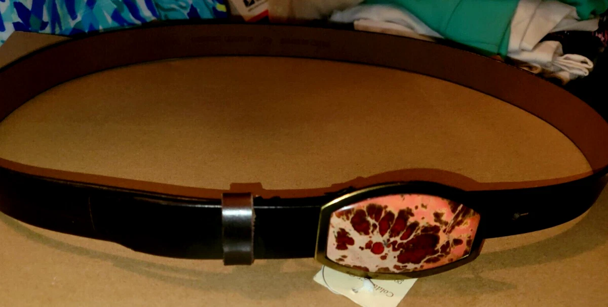 Coldwater Creek Women\'s 1-3/8 inch Wide Vivid Leather Belt, Burnt Gold Coldwater Creek Leather Wide Belts for Women for sale | eBay main image 4