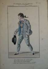 COLOR ENGRAVING COSTUME THEATRE MARTINET EMPIRE MAN MADNESS MADNESS VAUDEVILLE 1810