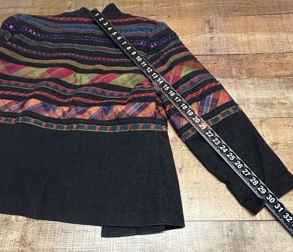 Coldwater Creek Jacket Womens 18W Black Southwestern Denim Open Boho Blazer - Image 4 of 4