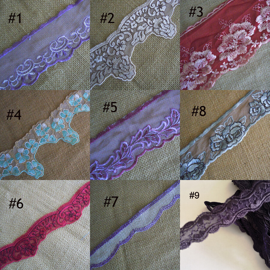 9 Colors Mesh Tulle Lace with Embroidered Flower zhe6 | eBay