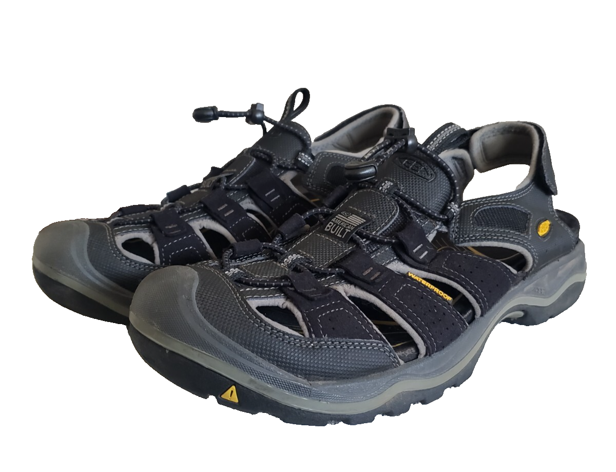 Scarpe sandali KEEN Rialto uomo 11 pelle nera sport escursionismo made in USA lacci elastici