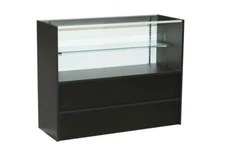 Black Wooden 48 Inch Half Vision Display Showcase with Rear Storage and Locks