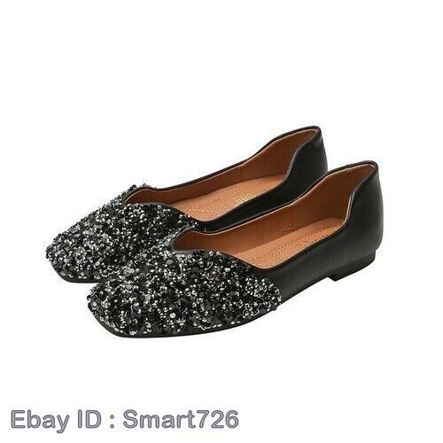 Damenschuhe Pailletten Glitzer-Bling glänzend Strass Hochzeit Party Übergröße - Bild 2 von 18