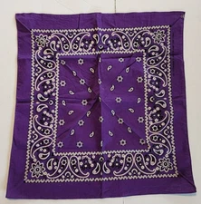 Bandana Purple Paisley Kerchief 100% Cotton Made India Hobby Lobby