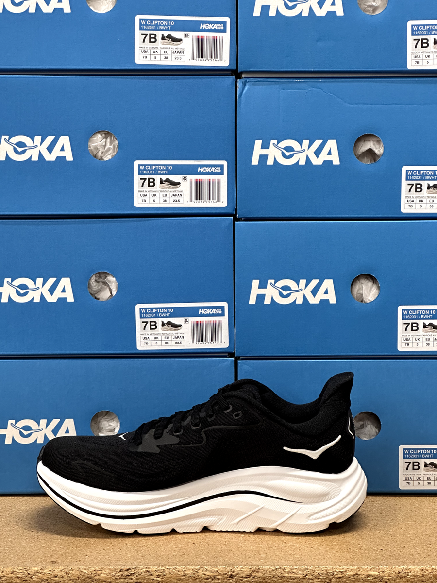 Hoka One One Clifton 10 Black White 1162031-BWHT Womens New Casual