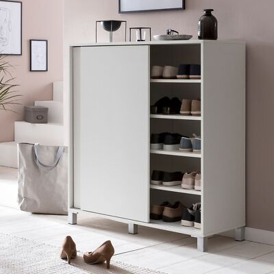 FineBuy Schuhschrank Weiß Holz bis 20 Paar Schuhe Schuhregal Schuhkommode Groß