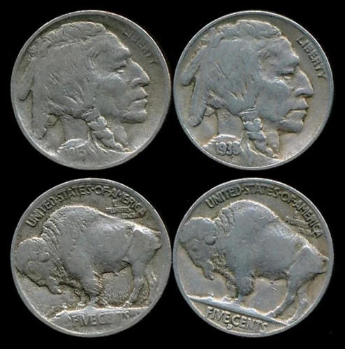 1913-P (1) & 1938-D BUFFALO NICKELS #3 - FIRST & LAST ISSUES