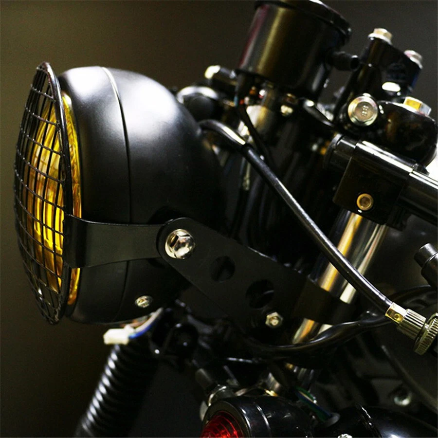 6.5in Motorcycle Headlight Cover Metal Square Grille Guard Protector Accessories - Изображение 4 из 4