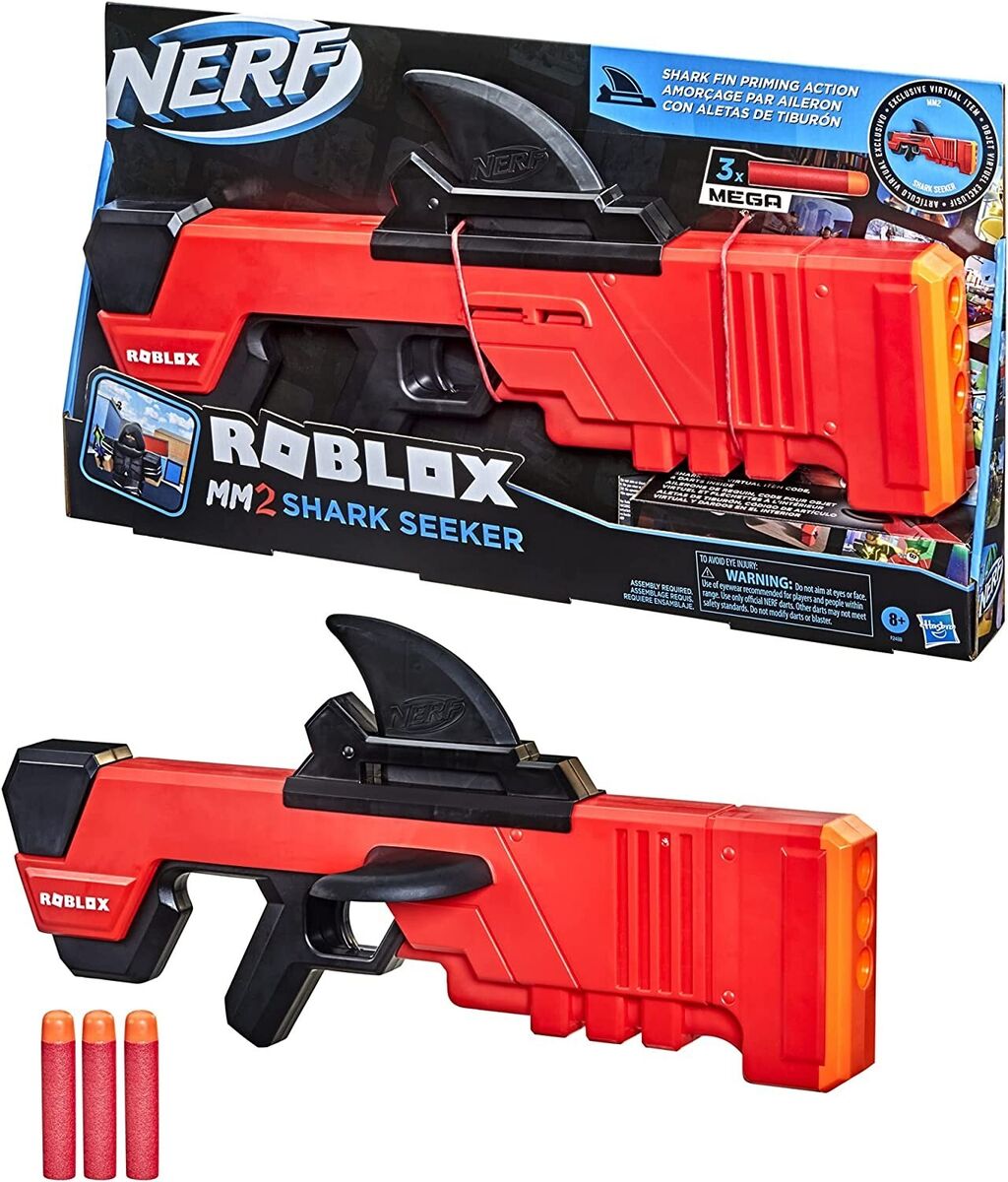 NERF Roblox MM2: Shark Seeker Dart Blaster, Shark-Fin Priming Virtual Item  195166124346