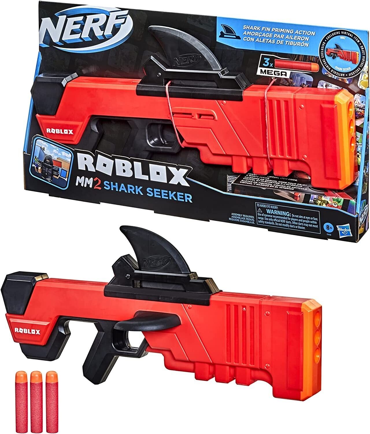 Nerf Roblox MM2 Shark Seeker Dart Blaster w/ Exclusive Virtual Code  195166124346