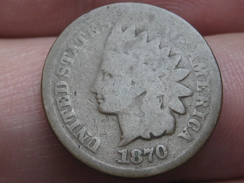1870 Indian Head Cent Penny- Shallow N, Good Details