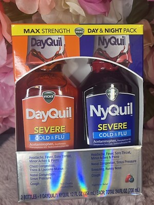 DayQuil Max Strength Cold Flu 12 fl oz 2 Pack Severe 