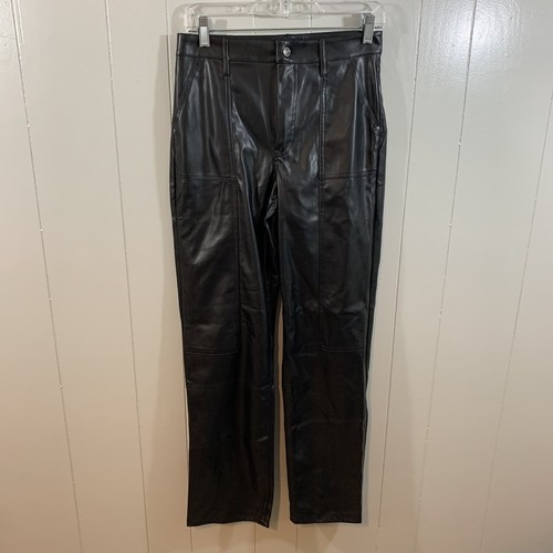 Scoop High Rise Skinny Black Faux Leather Stretchy Pockets Straight Pants 6 NEW