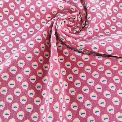 Vintage  floral mauve cotton fabric Retro Style Quilting Sewing & Craft W 55''