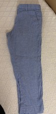 Banana Republic Avery Pants Size 12 Blue Linen Blend Straight Leg
