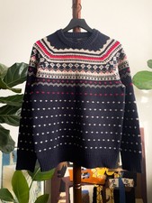 J.CREW Lambswool Nordic Fair Isle Knit Pullover Sweater Birdseye Small